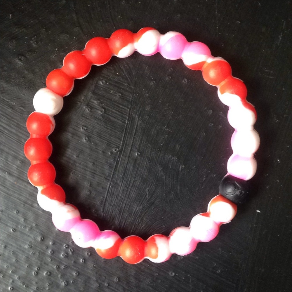 Pink red and white lokai bracelet